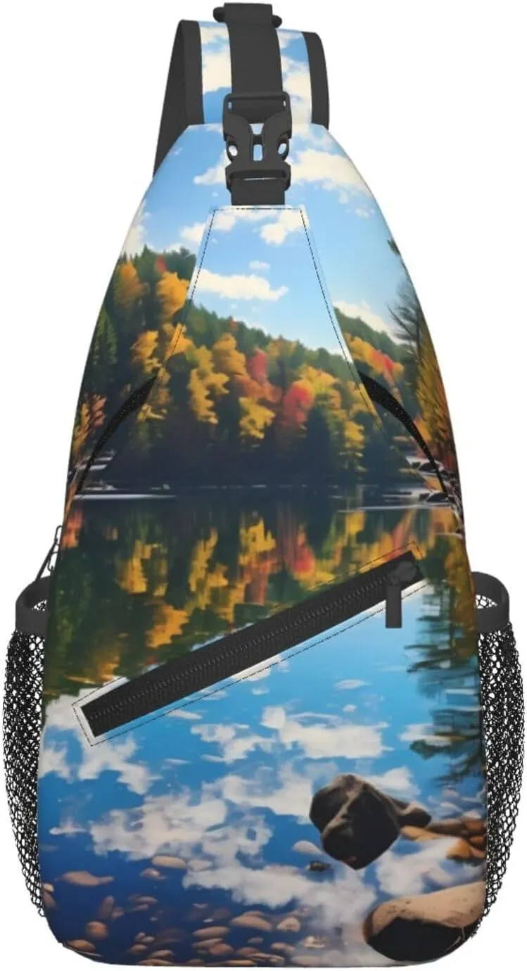 Cross Chest Bag Diagonally - Quality, Durable, and Spacious Shoulder Bag for Men and Women Forest Lakes of New Hampshire Printing