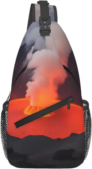 Cross Chest Bag Diagonally - Quality, Durable, and Spacious Shoulder Bag for Men and Women Kilauea Volcano Printing