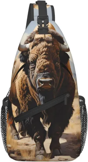 Cross Chest Bag Diagonally - Quality, Durable, and Spacious Shoulder Bag for Men and Women North American bison herd Printing