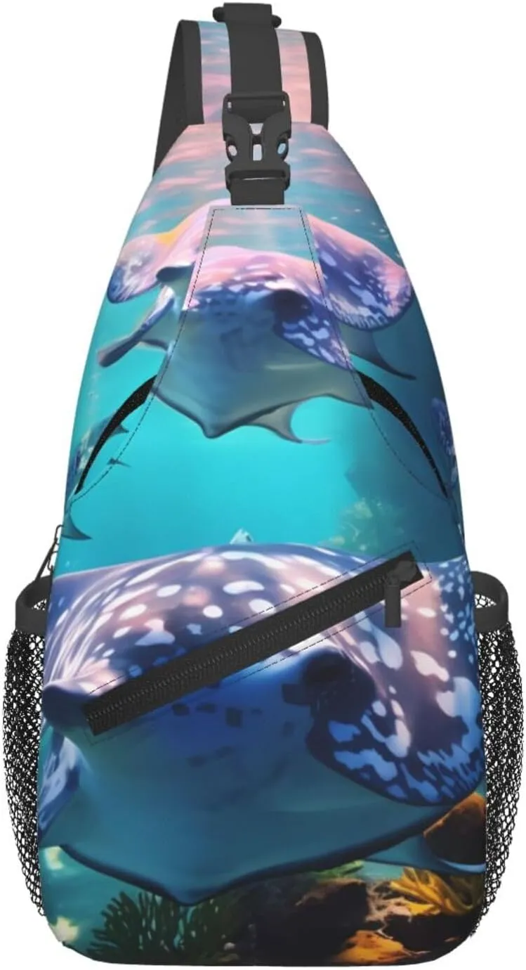 Cross Chest Bag Diagonally - Quality, Durable, and Spacious Shoulder Bag for Men and Women Sea Animals Stingrays Pattern