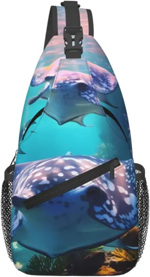 Cross Chest Bag Diagonally - Quality, Durable, and Spacious Shoulder Bag for Men and Women Sea Animals Stingrays Pattern
