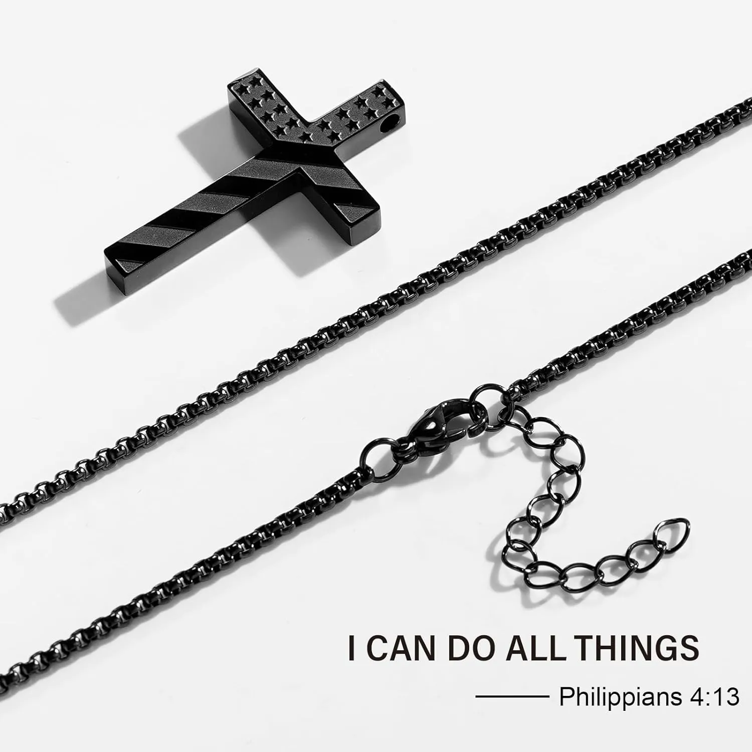 Cross Necklace for Men Boys Graduation First Communion Confirmation Bible Verse Stainless Steel Chain Pendant Religious Christian Jewelry Gifts 22 2 Inches Gifts
