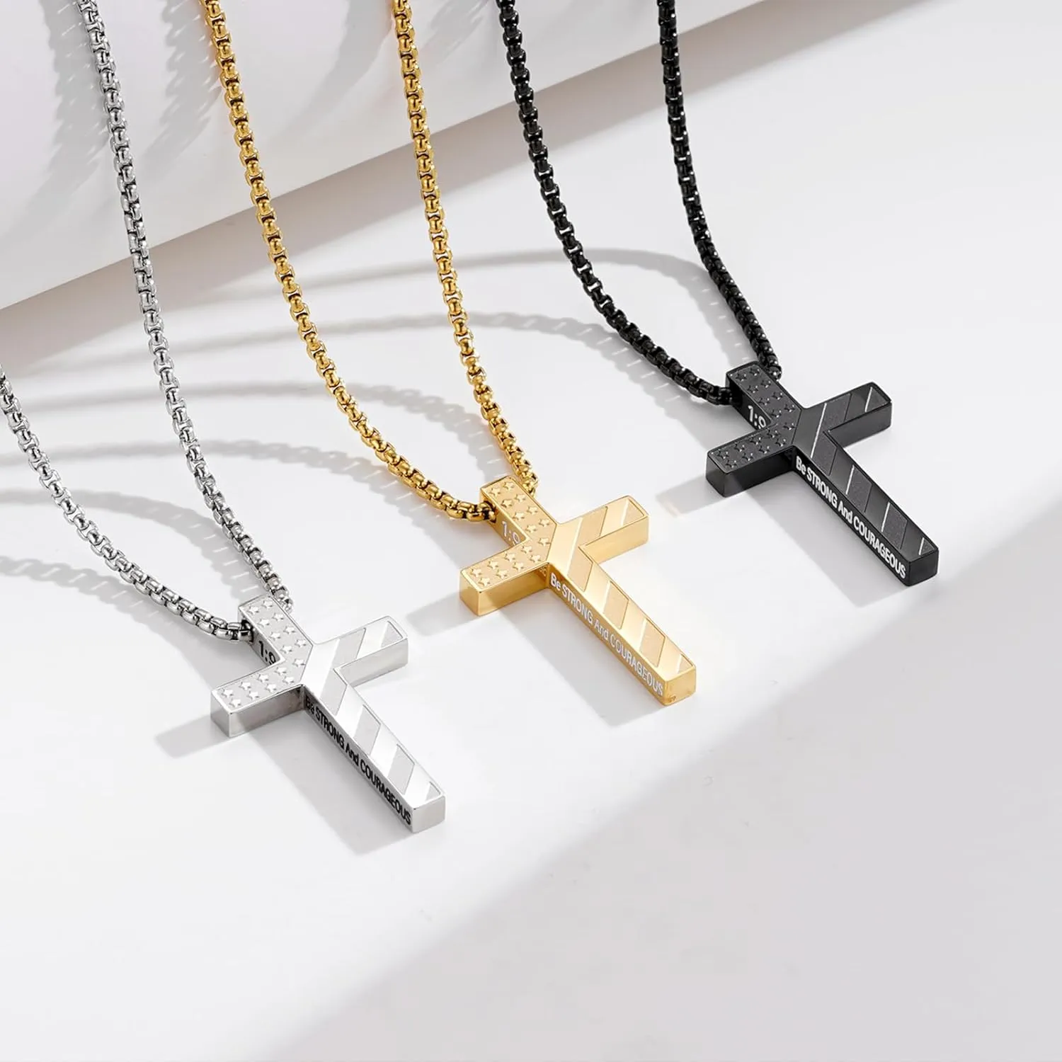 Cross Necklace for Men Boys Graduation First Communion Confirmation Bible Verse Stainless Steel Chain Pendant Religious Christian Jewelry Gifts 22 2 Inches Gifts