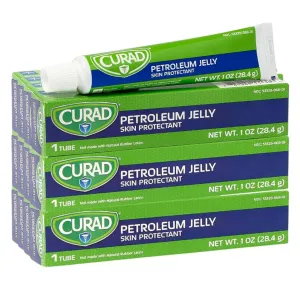 CURAD Petroleum Jelly Skin Protectant, Ointment for Dry Cracked Skin, 1 oz Tube (12 Pack)