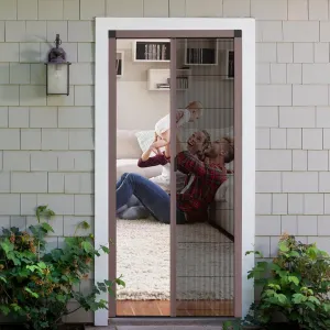 Customize Retractable Screen Door, Sliding Folding Screen with Aluminum Frame and Durable Mesh, Keeps Bugs Out, for Front Security Patio Door(Brown