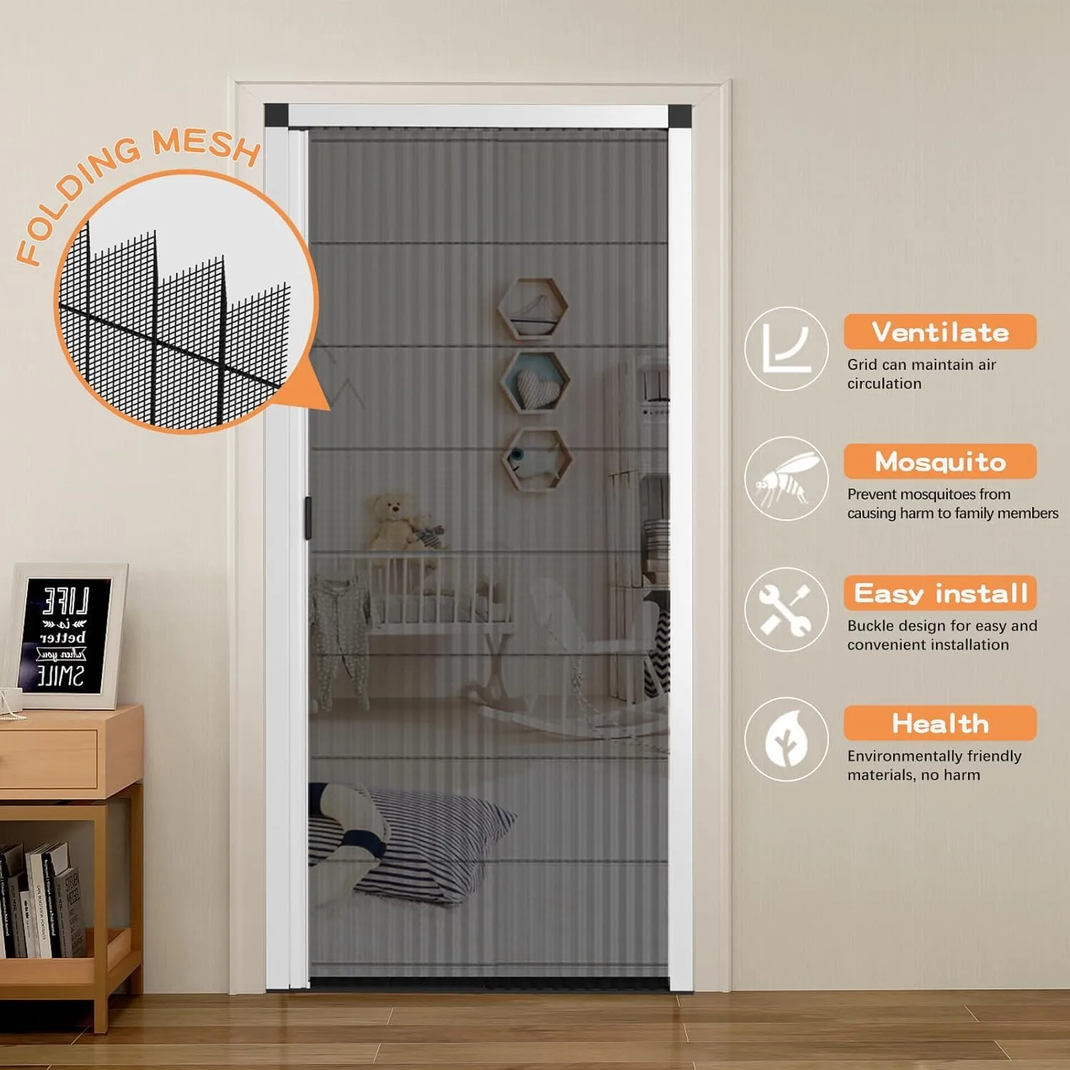 Customize Retractable Screen Door, Sliding Folding Screen with Aluminum Frame and Durable Mesh, Keeps Bugs Out, for Front Security Patio Door(Grey
