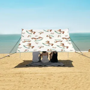 Cute Funny Rocking Horse Beach Camping Tent Sun Shelter for Whole Family, Beach Shade Canopy with UPF50  UV Protection,Easy Set Up and Carry,Outdoor Shade for Trips, Fishing, Backyard Fun Picni