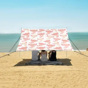Cute Kawaii Axolotl Beach Canopy Tent Anti-UV & Wind Resistant, Baby Amphibian Camping Sun Shelter Easy Setup Portable,Outdoor Shade Tents with Sandbags,Sand Shovels,Ground Pegs & Stability Pole