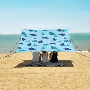 Cute Stingray Beach Canopy Tent Anti-UV & Wind Resistant, Camping Sun Shelter Easy Setup Portable,Outdoor Shade Tents with Sandbags,Sand Shovels,Ground Pegs & Stability Poles