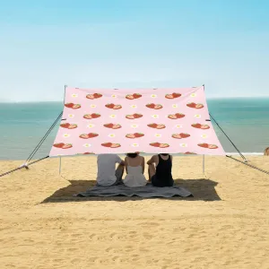Cute Strawberry Beach Canopy Tent Anti-UV & Wind Resistant, Camping Sun Shelter Easy Setup Portable,Outdoor Shade Tents with Sandbags,Sand Shovels,Ground Pegs & Stability Poles