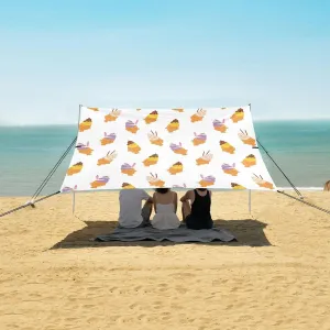 Cute Taiyaki Ice Cream Beach Camping Tent Sun Shelter for Whole Family, Beach Shade Canopy with UPF50  UV Protection,Easy Set Up and Carry,Outdoor Shade for Trips, Fishing, Backyard Fun Picnics
