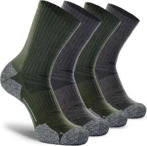 CWVLC Crew Hiking Socks, Cushion, Moisture Wicking, Arch Compression Boot Socks