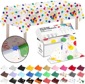 CXPSINC 54 Inch X 300 Feet Plastic Table Cover Roll Disposable Tablecloth with Slide Cutter for All Type/Shape Tables | Picnic, Party, Banquet, Birthdays, Weddings (Balloon, 300 Feet)
