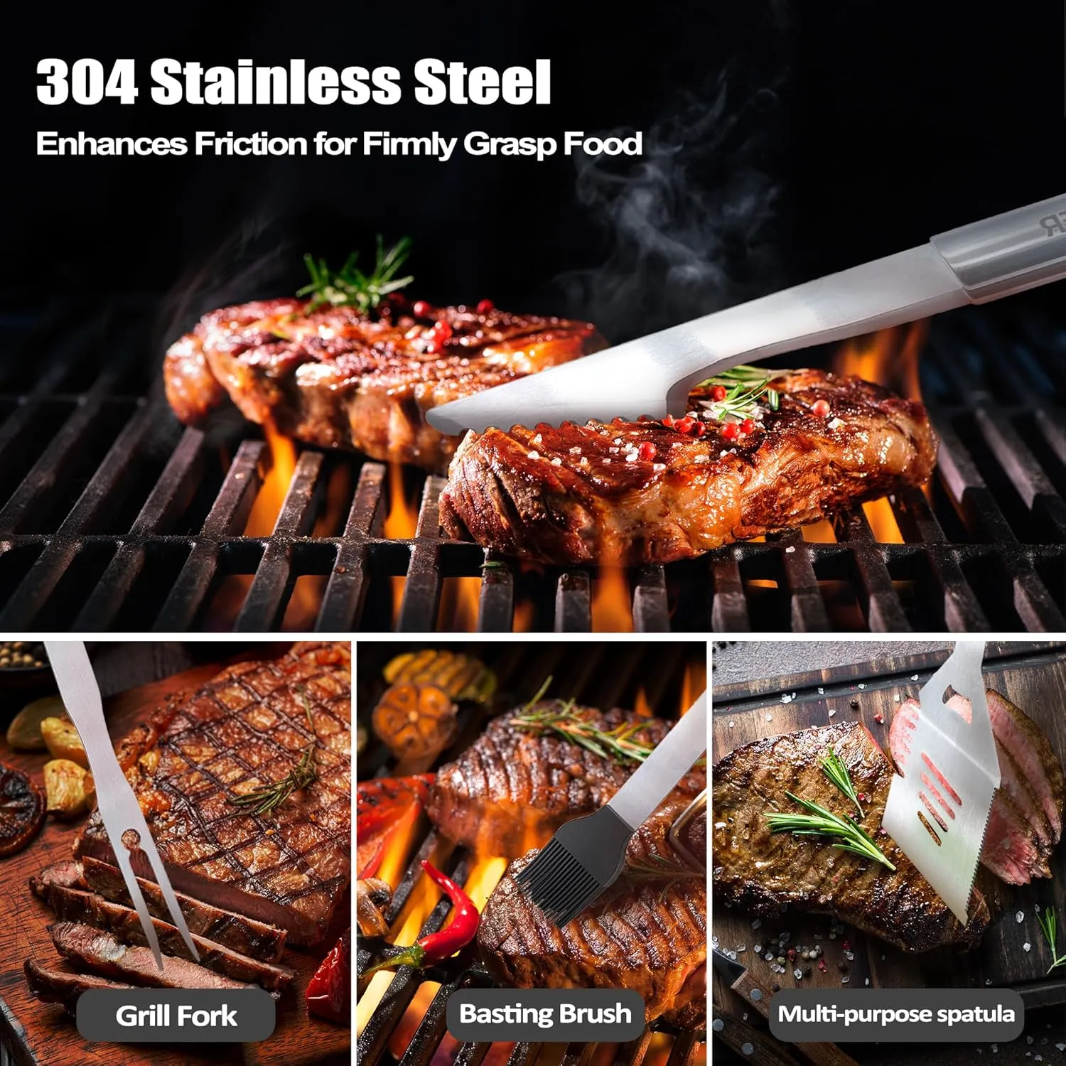 Dad Gifts, Fathers Day Dad Gifts from Daughter Son Heavy Duty Grilling Accessories Kit for Backyard BBQ, Dad Birthday Gift Thick Stainless Steel Grill Utensils with Non-Slip Handle Tool Grill Present