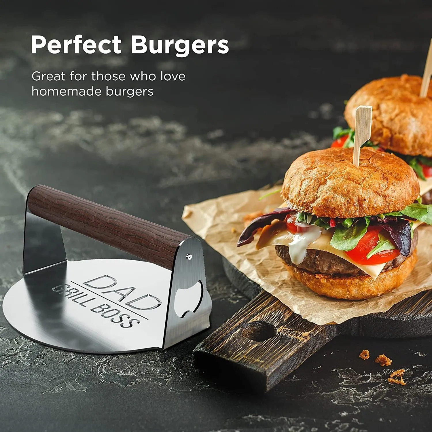 DAD The Grill Boss BBQ Press Grilling Stainless Steel Smash Burger Press