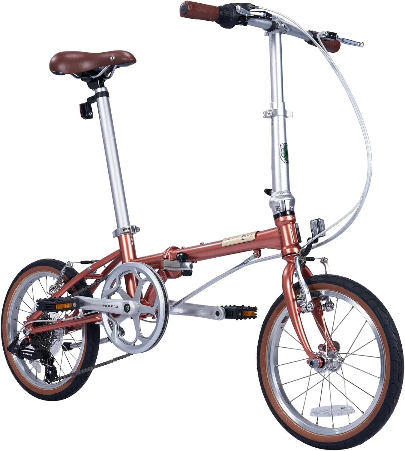 Dahon Boardwalk D7 Folding Bike for Adults, 16" Vintage Bicycles with 7-Speed & V Brake, Lightweight Aluminum Frame, Foldable Commuter Bike for Urban