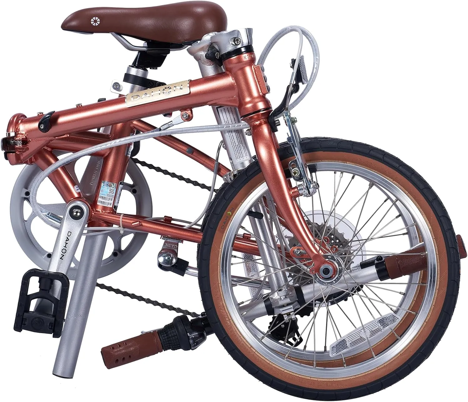 Dahon Boardwalk D7 Folding Bike for Adults, 16" Vintage Bicycles with 7-Speed & V Brake, Lightweight Aluminum Frame, Foldable Commuter Bike for Urban