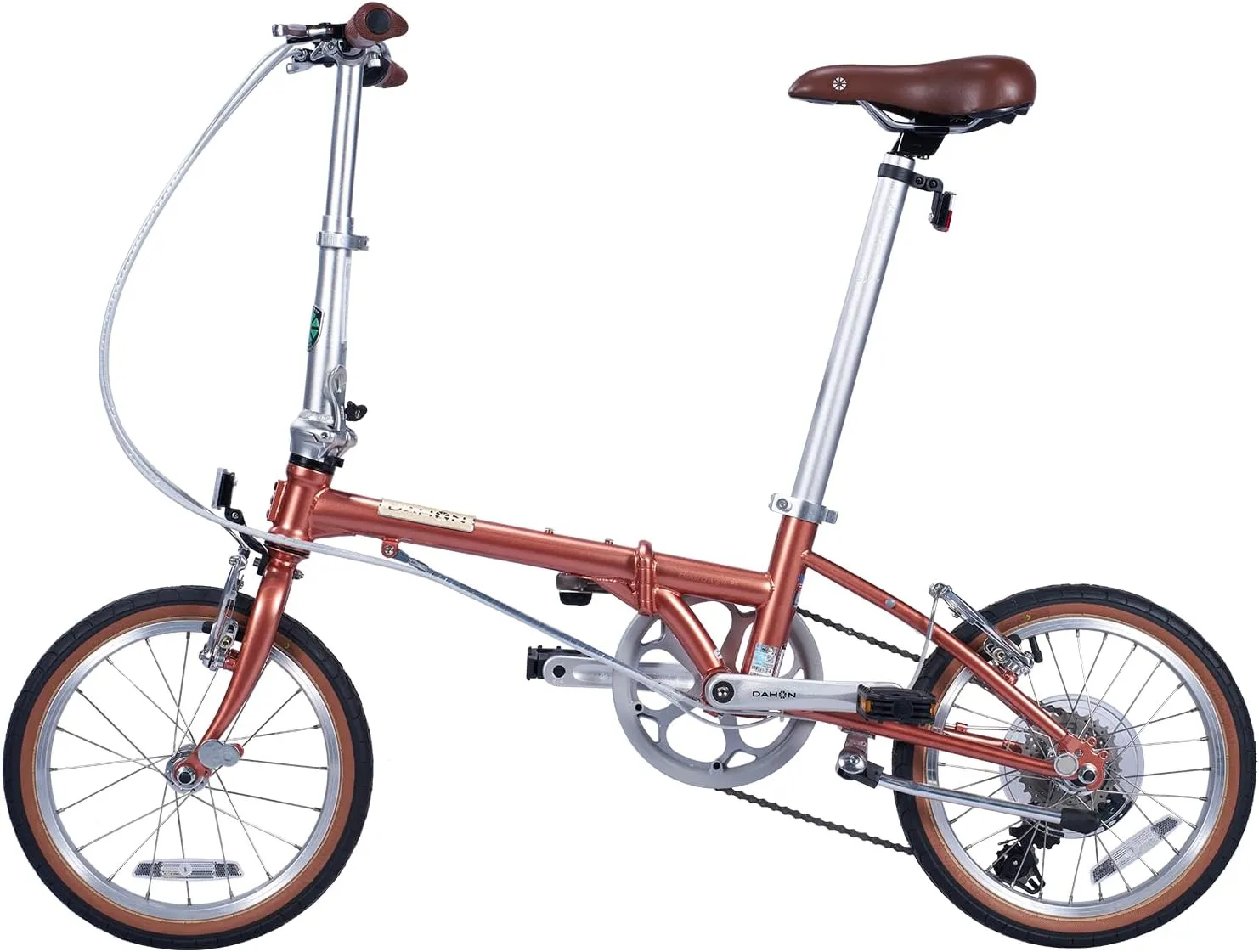Dahon Boardwalk D7 Folding Bike for Adults, 16" Vintage Bicycles with 7-Speed & V Brake, Lightweight Aluminum Frame, Foldable Commuter Bike for Urban