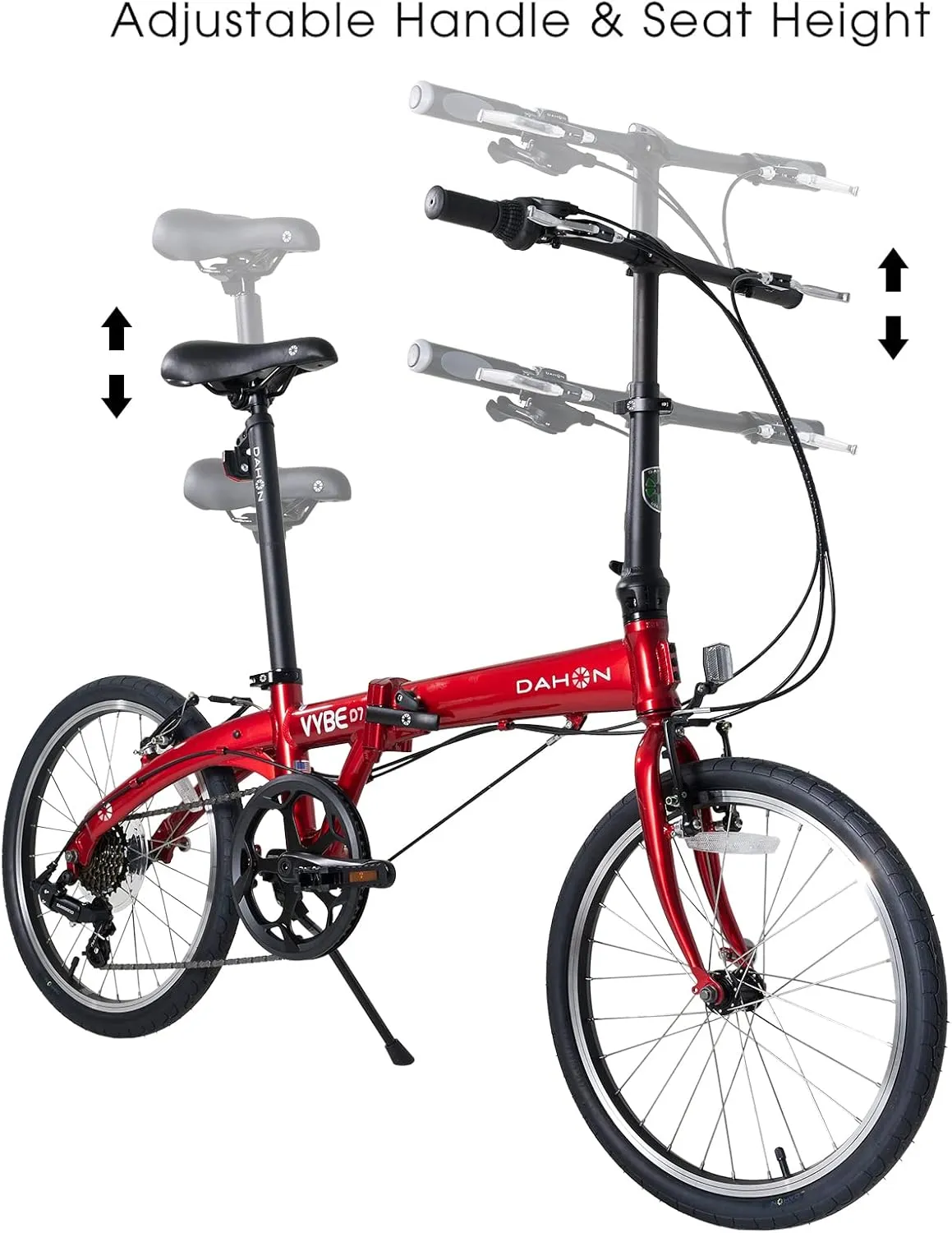 Dahon VYBE D7 Folding Bike, Lightweight Aluminum Frame; 7-Speed Shimano Gears; 20” Foldable Bicycle for Adults