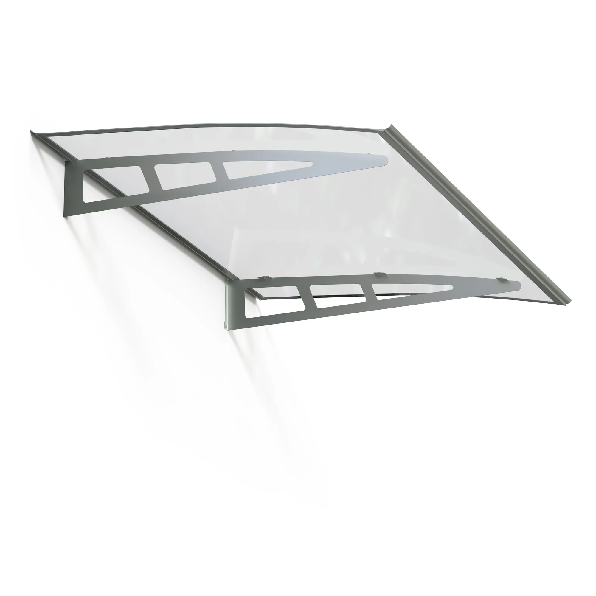 Dawninghome Metal Awnings Premium Quality Crystal Polycarbonate Door/Window Awnings Canopy Silver Brackets