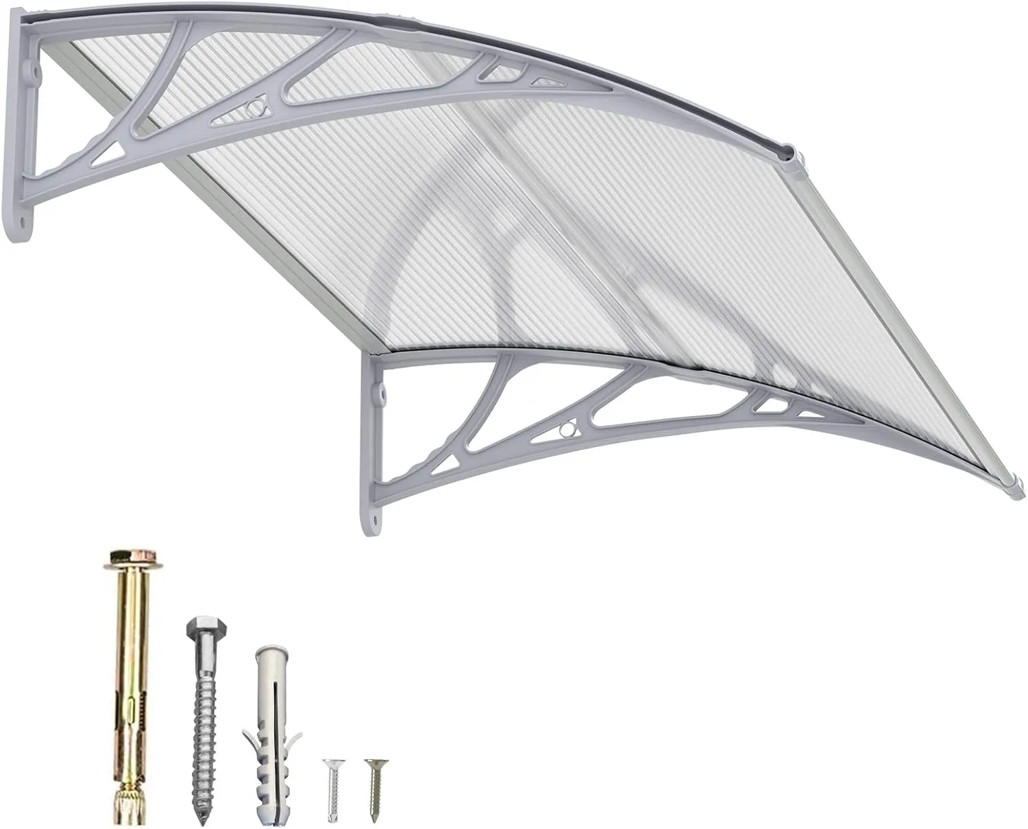 Dawninghome Window Door Awning Canopy, UPF 50  Polycarbonate Entry Door Outdoor Window Awning Exterior, Front Door Overhang Awning Hollow Sheet