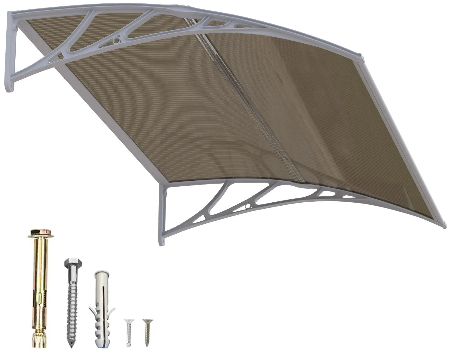Dawninghome Window Door Awning Canopy, UPF 50  Polycarbonate Entry Door Outdoor Window Awning Exterior, Front Door Overhang Awning Hollow Sheet