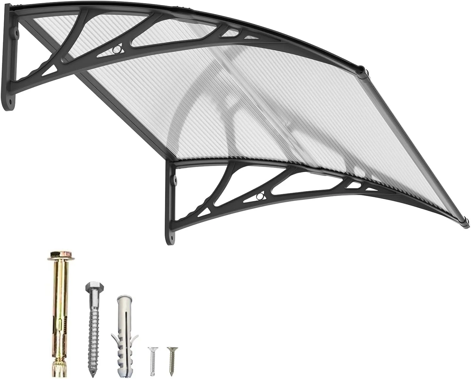 Dawninghome Window Door Awning Canopy, UPF 50  Polycarbonate Entry Door Outdoor Window Awning Exterior, Front Door Overhang Awning Hollow Sheet