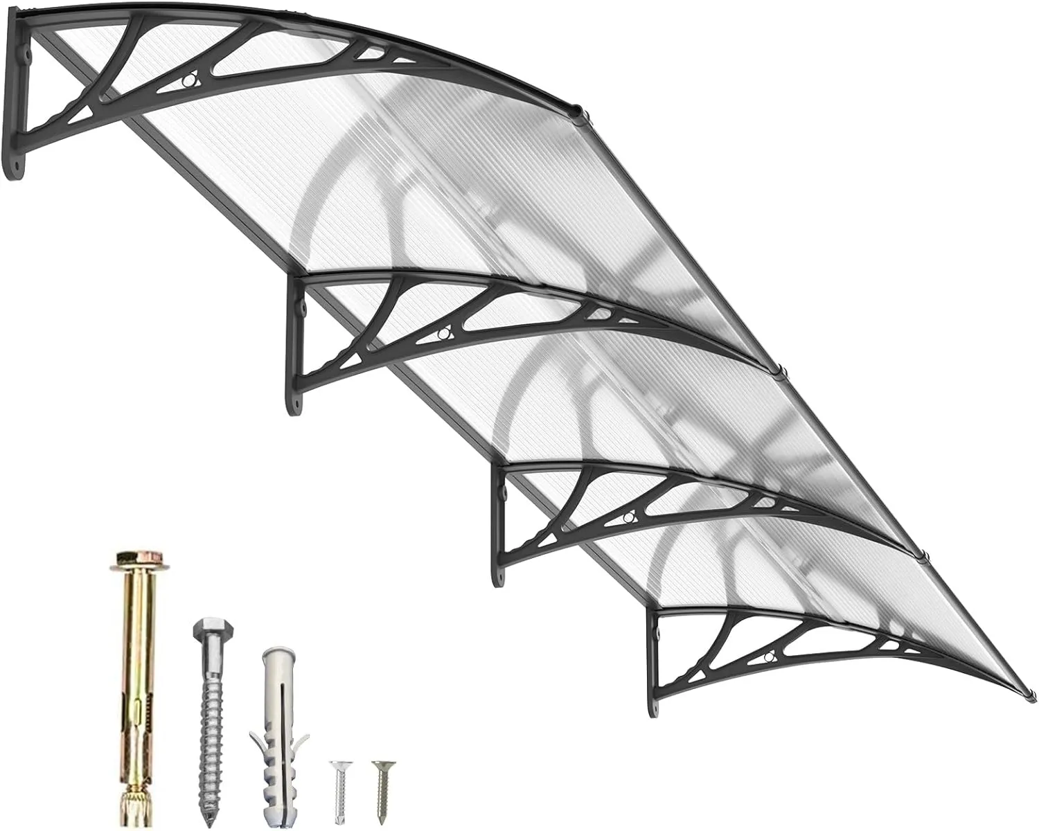 Dawninghome Window Door Awning Canopy, UPF 50  Polycarbonate Entry Door Outdoor Window Awning Exterior, Front Door Overhang Awning Hollow Sheet