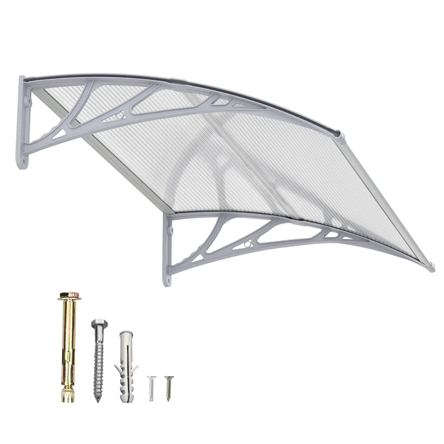 Dawninghome Window Door Awning Canopy, UPF 50  Polycarbonate Entry Door Outdoor Window Awning Exterior, Front Door Overhang Awning Hollow Sheet
