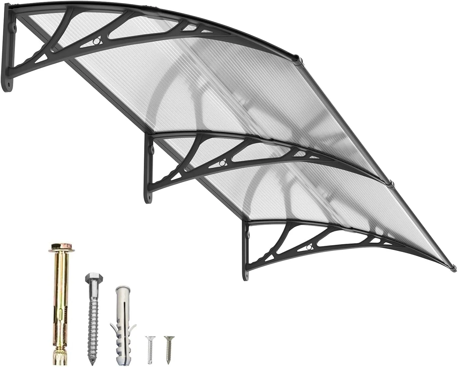 Dawninghome Window Door Awning Canopy, UPF 50  Polycarbonate Entry Door Outdoor Window Awning Exterior, Front Door Overhang Awning Hollow Sheet