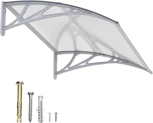 Dawninghome Window Door Awning Canopy, UPF 50  Polycarbonate Entry Door Outdoor Window Awning Exterior, Front Door Overhang Awning Hollow Sheet