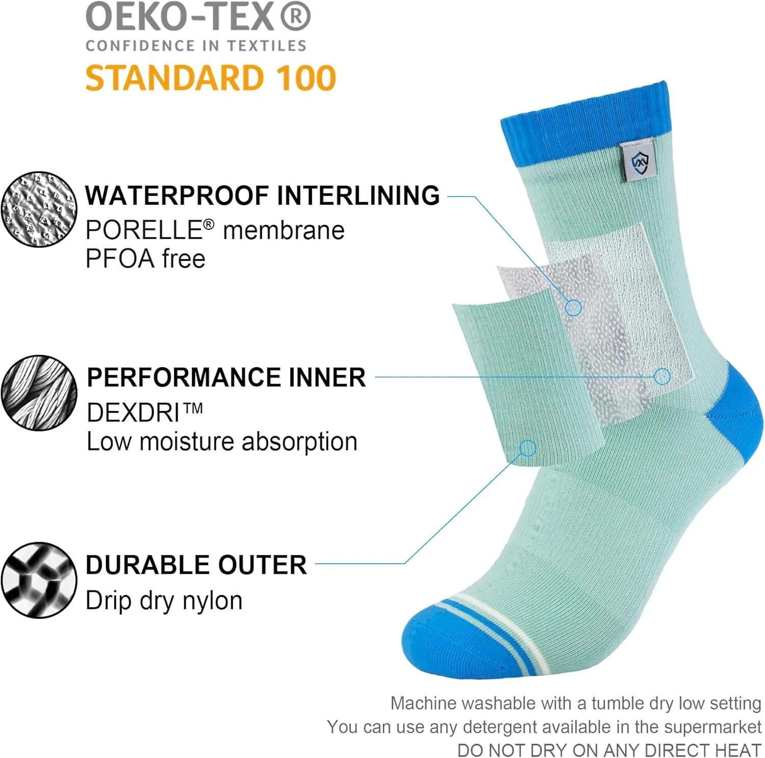DexShell Waterproof Socks for Men & Women, Ultralite for Hiking Walking Outdoor Activities in Cold Wet Weather, Unisex Ankle