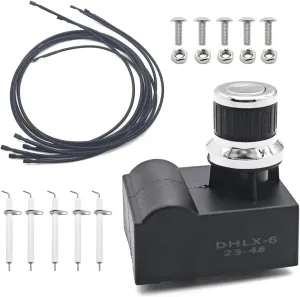 DHL-128-6Q Grill Pulse Igniter w/Electrode Igniter Wire Kit Compatible with Member's Mark GR2210601-MM-00 Ignitor 6-Outlet Electronic Push Button Pulse Igniter 5 Burner Mounted Kit
