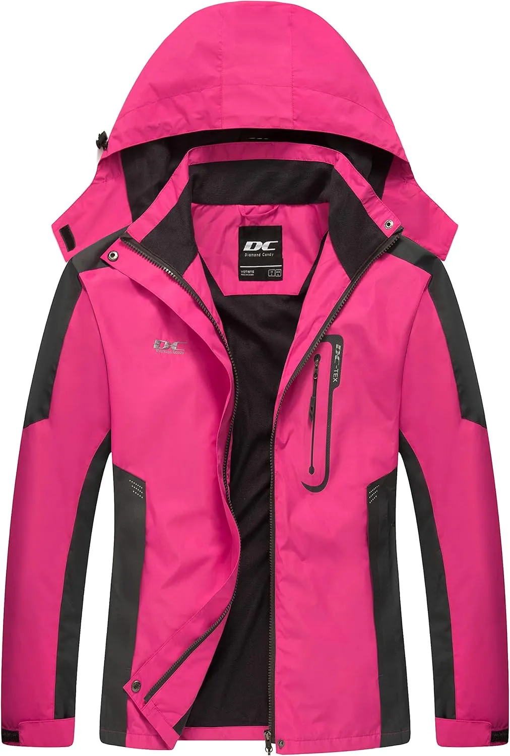 Diamond Candy Waterproof Rain Jacket Women Lightweight Outdoor Raincoat Hooded for Hiking skiing