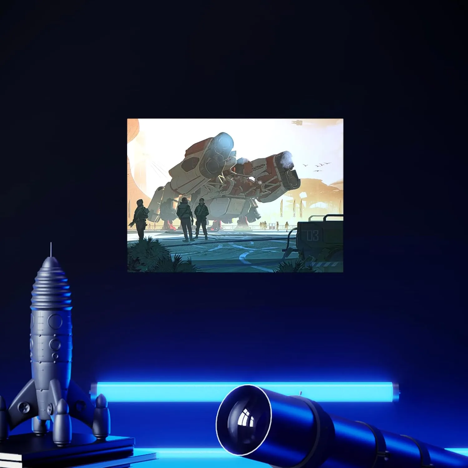 Displate Official Starfield Metal Poster Magnetic Mounting Includes Licensed Poster Modern Wall Decor Airfield 17.7L" x 12.6W"