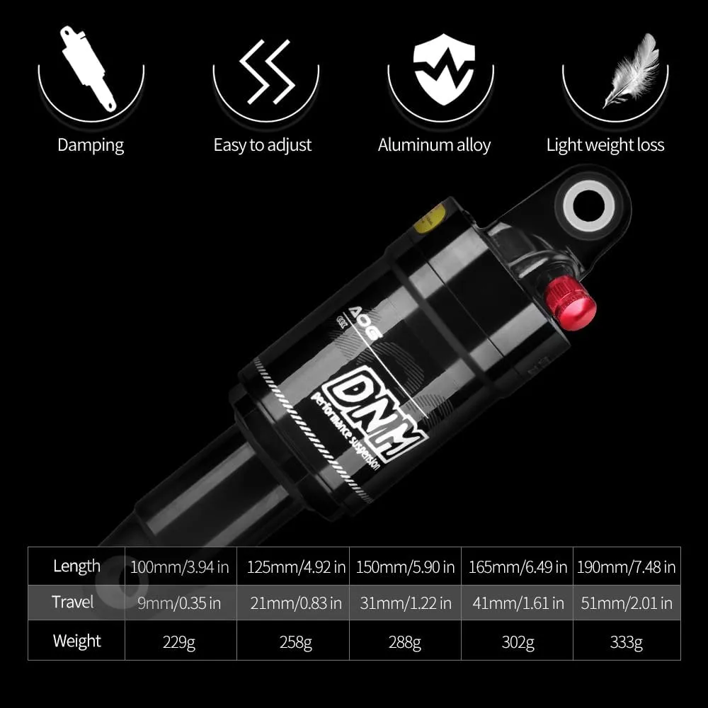 DNM AO-6 Mountain Bike Air Rear Shock AL 6061 Shock Body Adjustable Air Pressure 125mm (4.92") x 20mm / 150mm (5.90") x 31mm (150mm x 31mm (5.90mm" x1.22"))