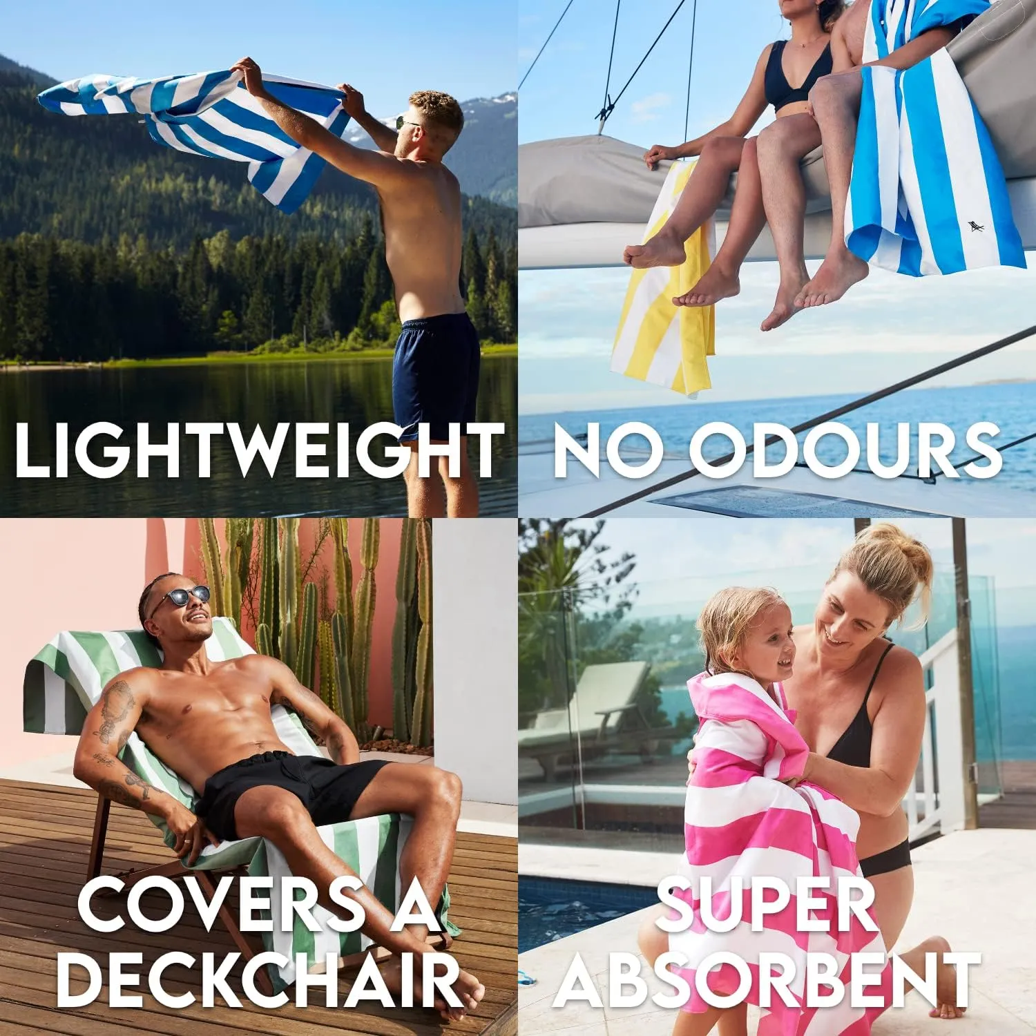 Dock & Bay Beach Towel - Quick Dry, Sand Free - Compact, Lightweight - 100% Recycled - Includes Bag - Cabana - Boracay Yellow - Large (160x90cm, 63x35)