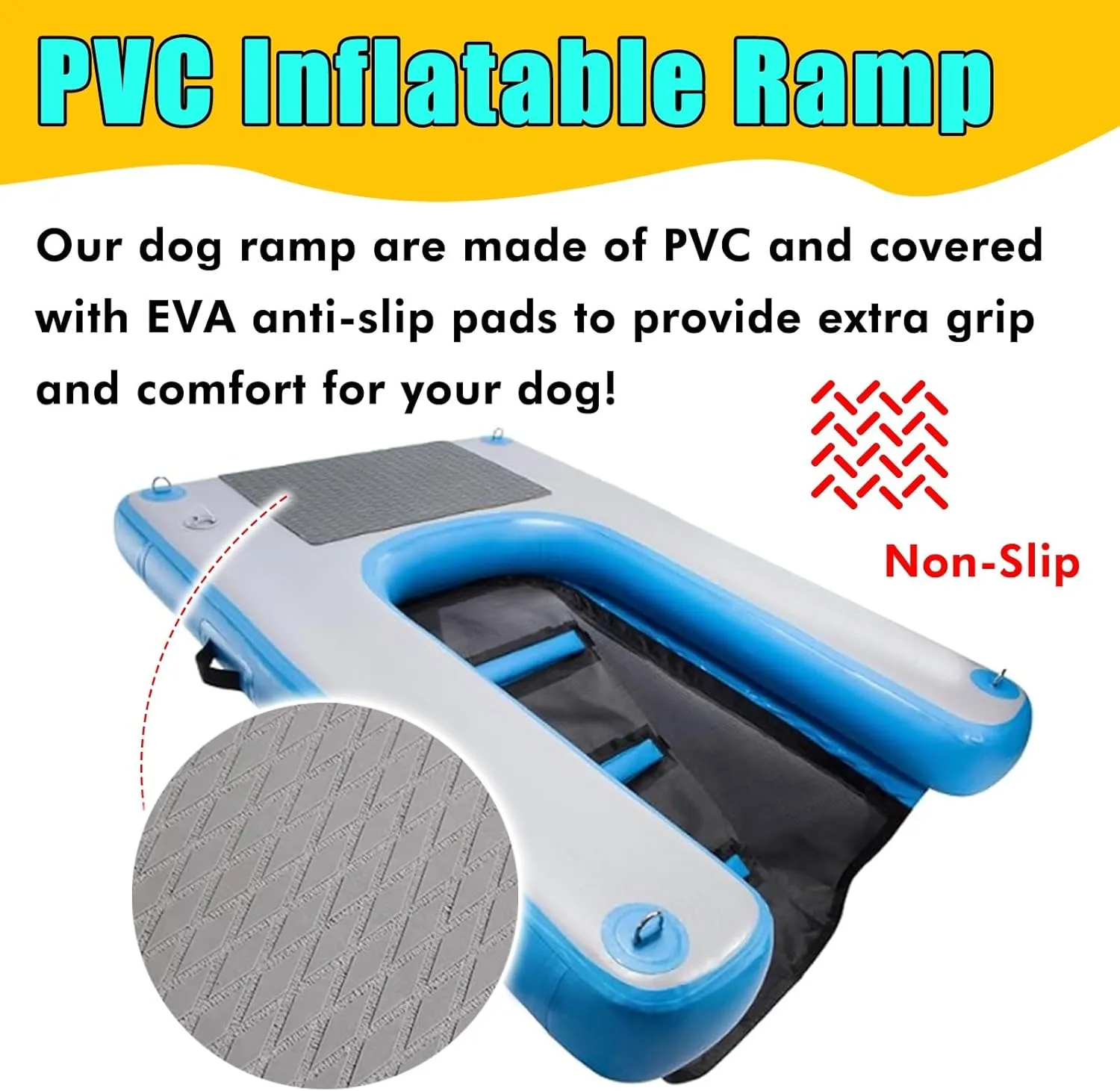 Dog Pontoon Boat Ladder Ramp for Pools/Docks/Lakes/Boats, Safety Pup Plank Floating Water Ramp with 3D Steps/Portable Handbag, High Visibility Dogs Boarding Platform(Black)