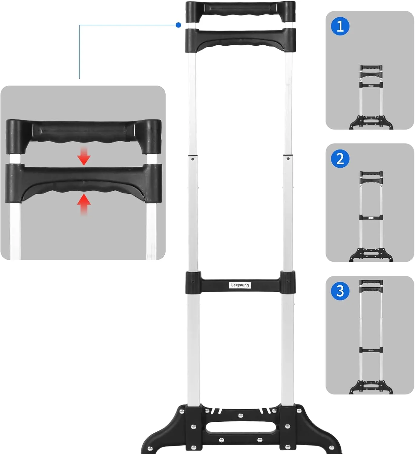 Dolly Cart Extended Handle Foldable Hand Truck, Aluminum Moving Dolly, 175 lb Capacity and 43.31" Long Telescoping Handle for Indoor Outdoor Moving Travel.