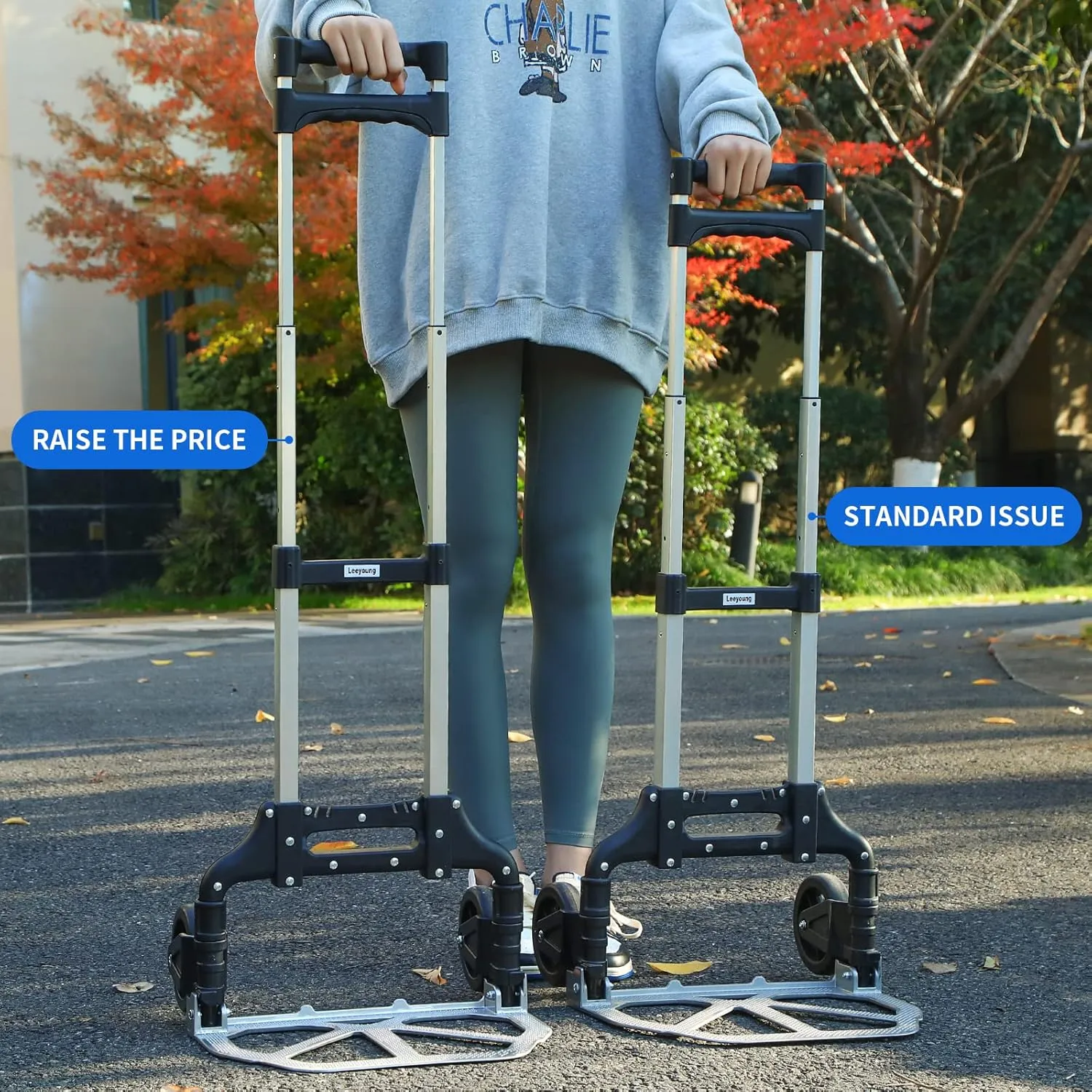 Dolly Cart Extended Handle Foldable Hand Truck, Aluminum Moving Dolly, 175 lb Capacity and 43.31" Long Telescoping Handle for Indoor Outdoor Moving Travel.