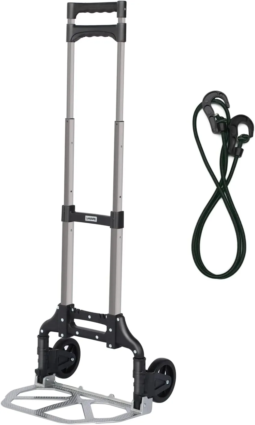 Dolly Cart Extended Handle Foldable Hand Truck, Aluminum Moving Dolly, 175 lb Capacity and 43.31" Long Telescoping Handle for Indoor Outdoor Moving Travel.