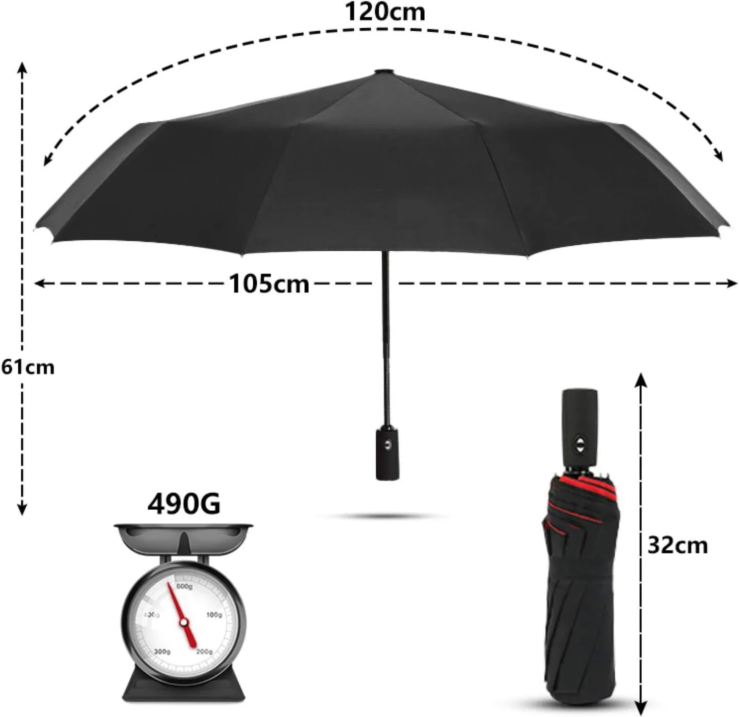 Double Layer Windproof Umbrella - Automatic Luxury Business Umbrella for Men and Women, 10K Strong Resistance to Heavy Rain