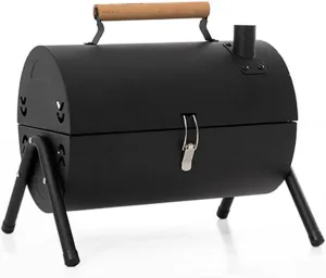 Double-Sided Charcoal Grill, Portable Grill with Lid, Stainless Steel Grill, Smoke Vent, Tripod, Multifunctional Outdoor Charcoal Grill, Suitable for Garden Camping and Picnics
