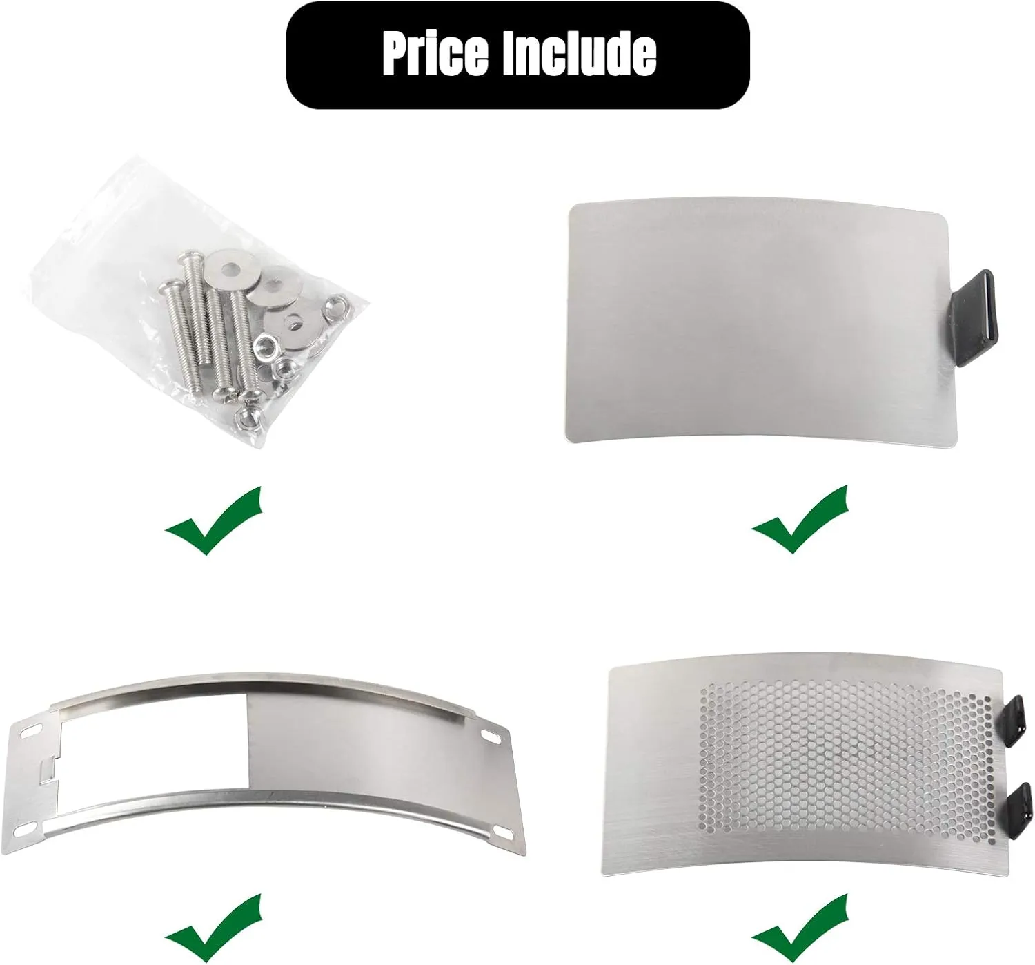 Dracarys Green Egg Replacement Parts Stainless Steel Draft Door Kit BBQ Parts Big Green Egg Parts Accessories Fit for Medium & Large Big Egg Grill, with Punched Mesh Screen