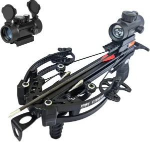 Draw WT-Mini Striker Pistol Crossbow - 125lbs, Red/Green Dot Sight - Up to 300 fps, Ideal for Fishing, Hunting & Target Practice