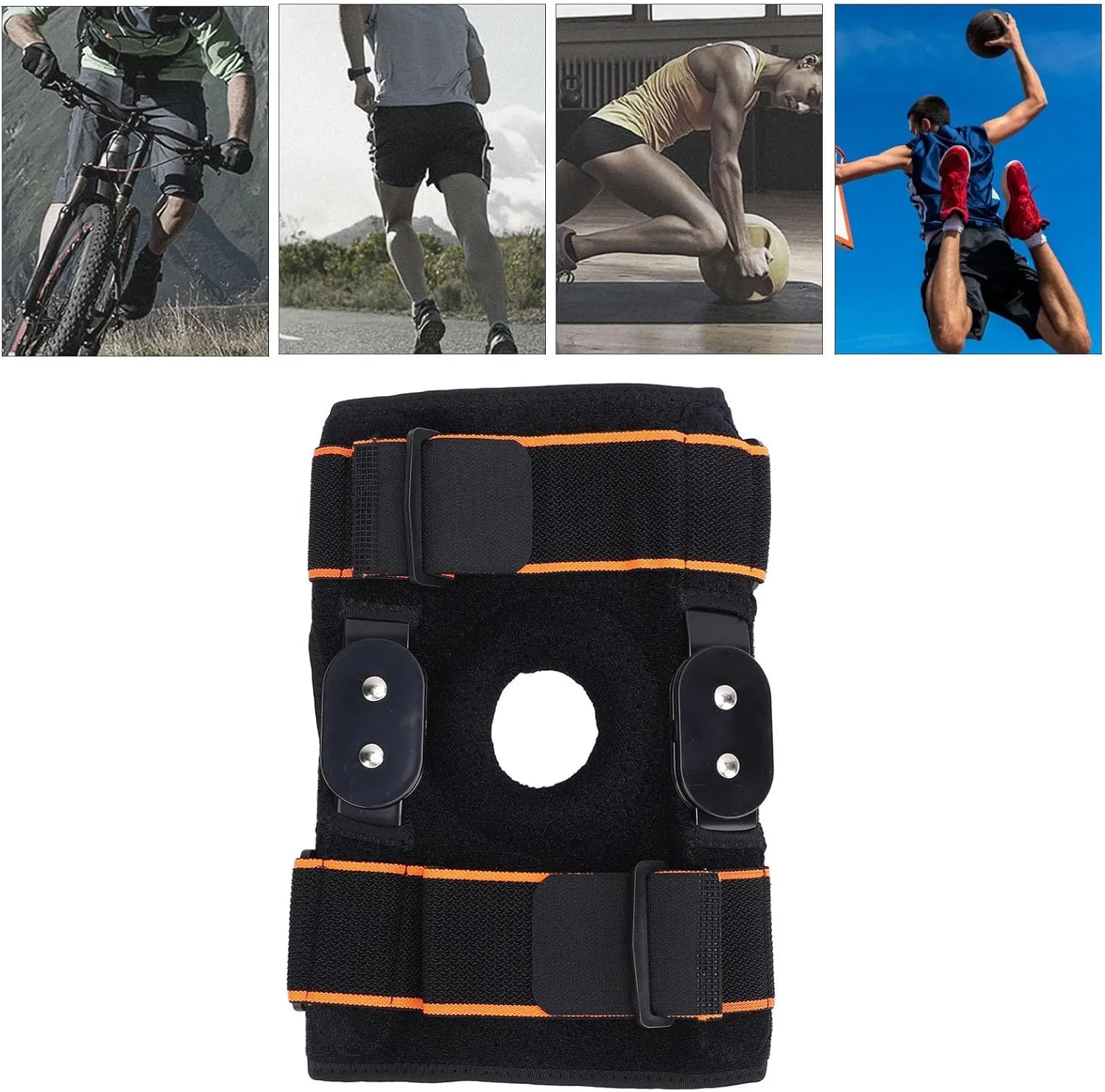 Drfeify Knee Support Brace, Foldable Aluminum Plate Shock Absorbing Anti Slip Compression Sleeve Wrap for Injury Recovery, Running, Workout