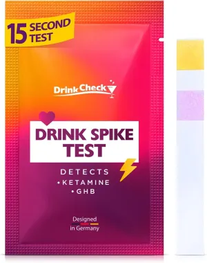 DrinkCheck Drink Safety Test Strips, 10 Tests – Detect Harmful Substances in Seconds – Portable Personal Security Kit for Clubs and Parties – Compliant with California Law