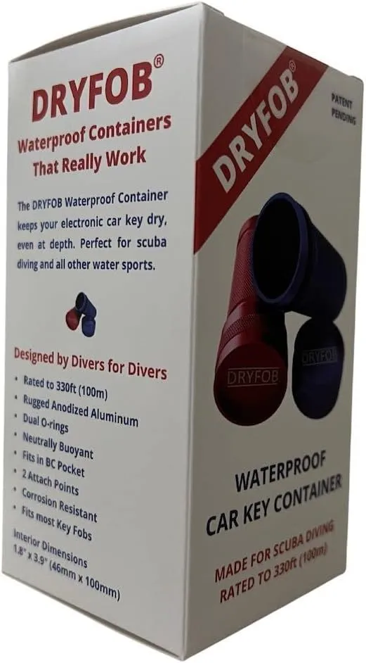 DRYFOB Waterproof Car Key FOB Container, Case, Holder - for Scuba Diving and Watersports. Rugged Aluminum. Rated to 330ft(100m)