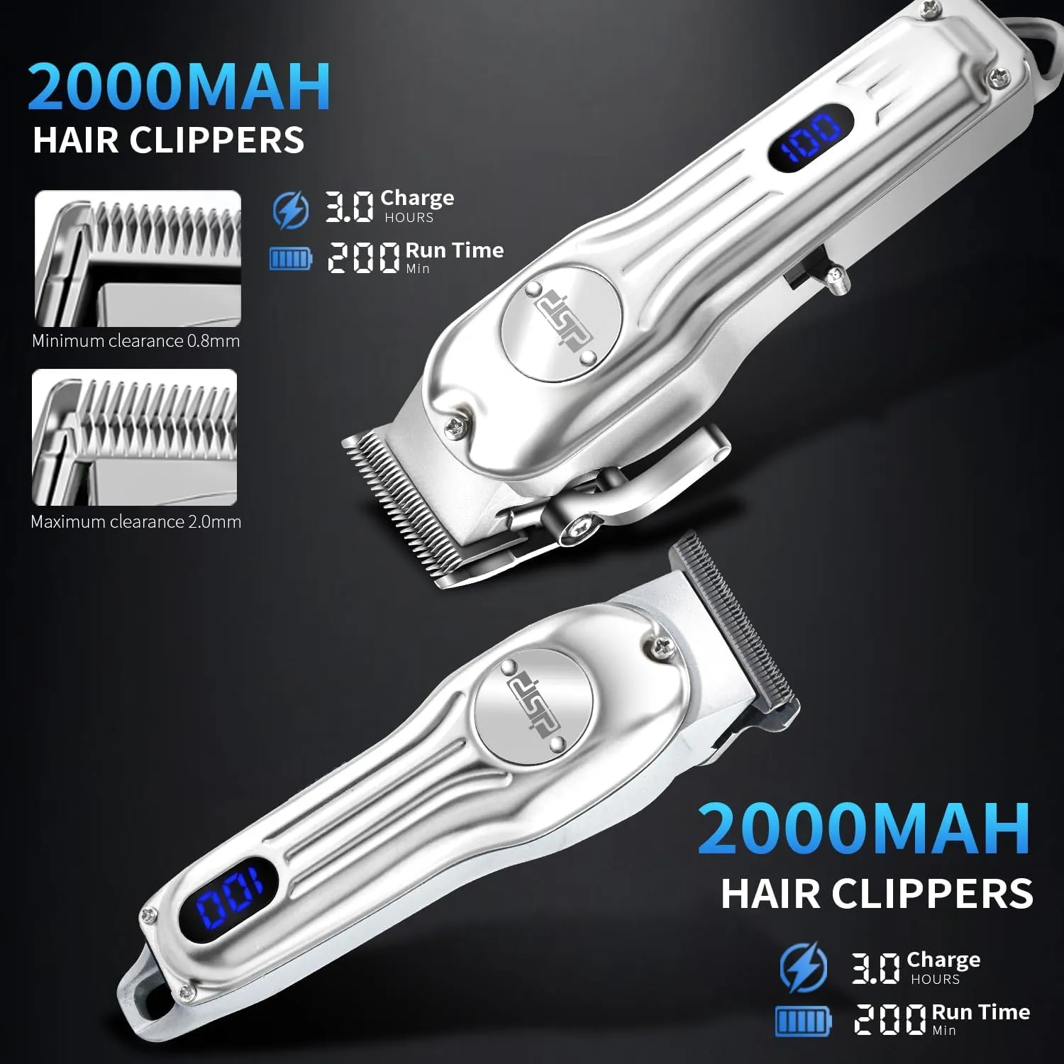 DSP 4-in-1 Pro Barber Kit: Cordless Hair Clipper, Trimmer, Shaver & Nose Hair Remover - Styling & Grooming Set with Scissors, Fade Tools, LED Display