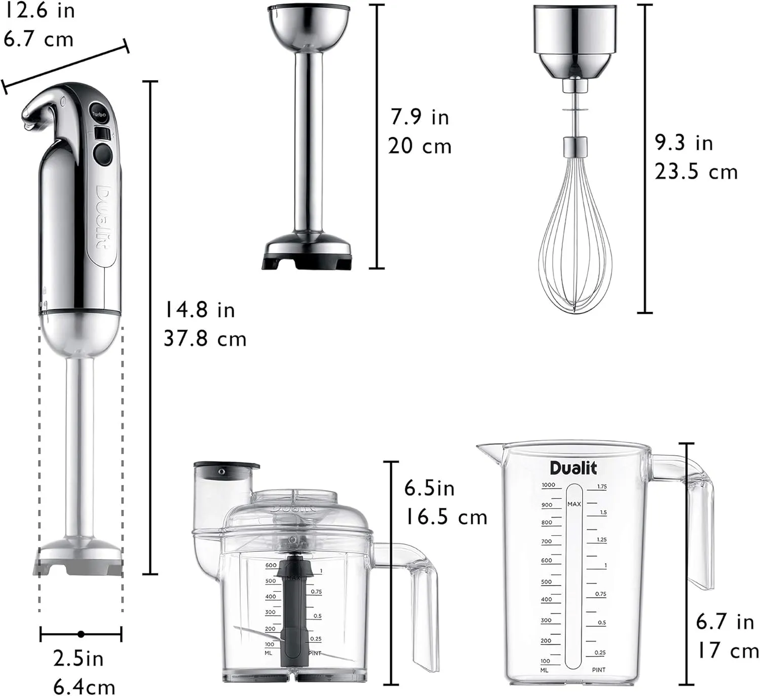 Dualit Immersion Blender with Accessory Kit, Chrome